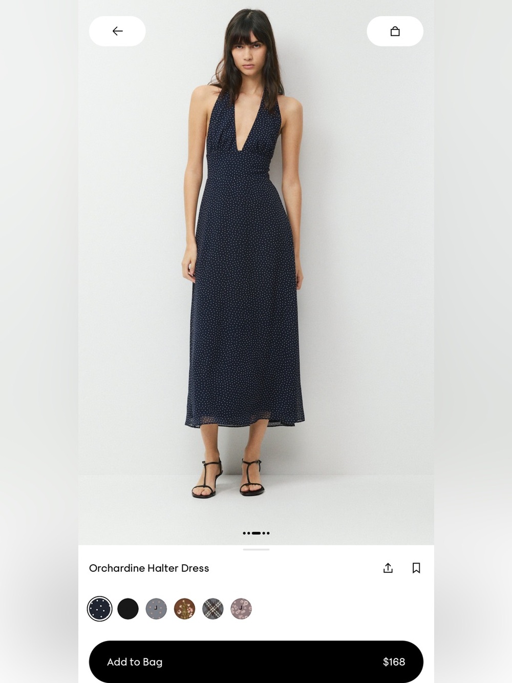 Aritzia Halter Maxi Dress (XXS Blue, White Polka Dots - Wilfred Orchardine Halte